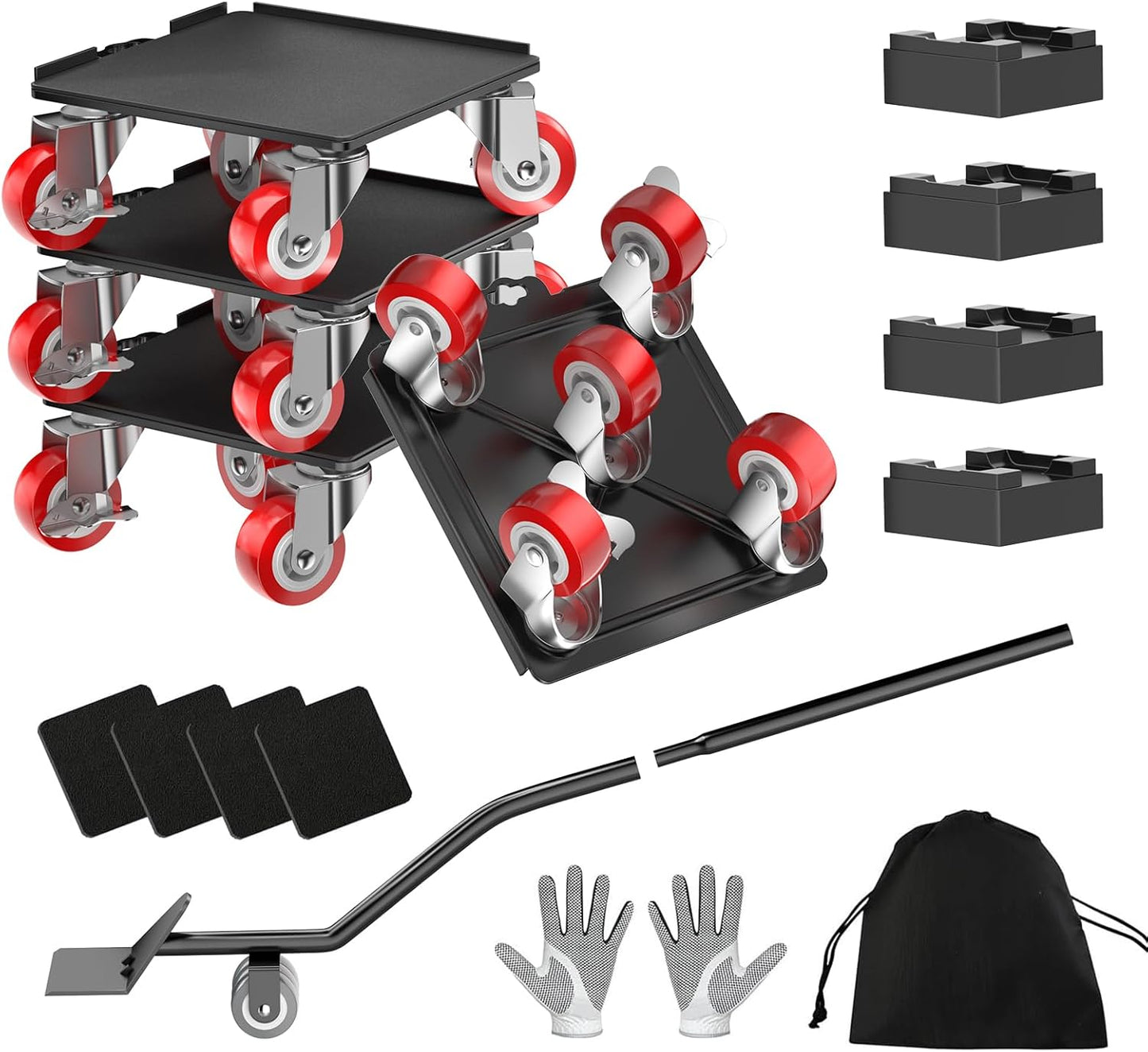 Kavlium Heavy Duty Furniture Dolly,5-Wheel Furniture Movers,5.3 Inch | Carbon Steel Dolly with Lifter Tool and 360° Casters for Moving Sofas,Refrigerators,Cabinets and Other Heavy Furniture.