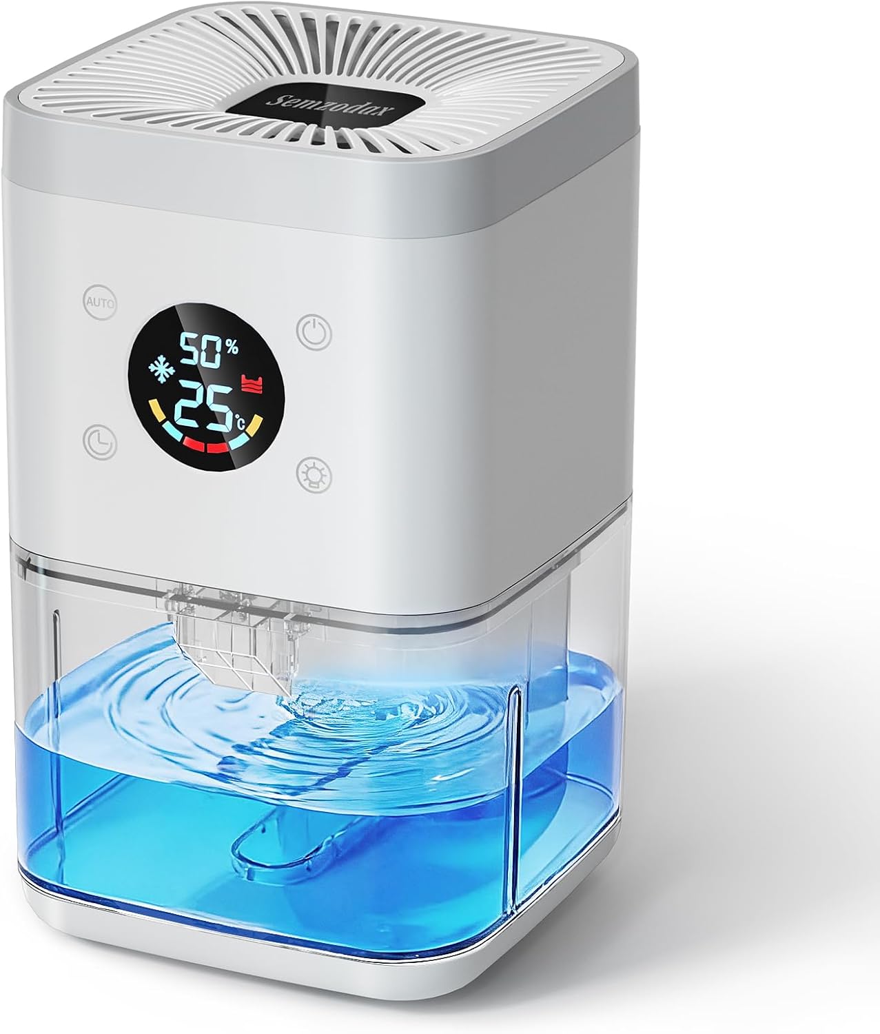 Small Dehumidifier for Bedroom – 63oz 35dB Quiet Auto Dehumidify (60/70%) & Continuous Mode for Bathroom Closet RV, Auto Defrost & Auto Shut-Off, 7-Color Flowing Night Light & Timer, Portable – White