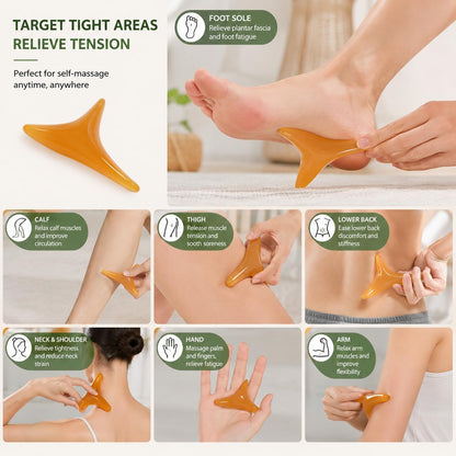 Acupressure Massage Tool Set for Neck and Shoulder Relief, Trigger Point Massager & Gua Sha Scraping Tools for Back, Muscle Tension Relief, Self Massage Kit with Travel Pouch