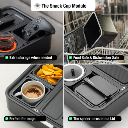 Original Tray - Drinks & Snacks Sofa Caddy with Armrest, Table with Phone Stand- TV Remote Control Storage and Organizer - for Living Rooms, RV, and Cars, Black/Green