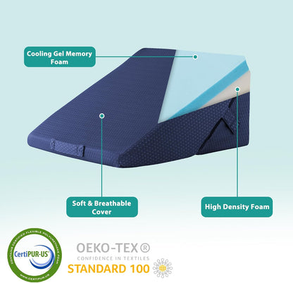 Bedluxe Wedge Pillow Headboard, 3PCS Orthopedic Bed Wedge Pillows Set for After Surgery, Adjustable Pillow Wedge for Acid Reflux&Back Pain Relief, Sleeping, Back Pillow for Bed Sitting Up, White/Grey