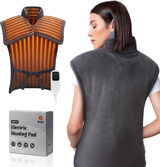 Heating Pad for Back, Shoulders, Abdomen & Waist, 6 Heat Levels & 4 Timer Settings, Moist/Dry Heat Option, Machine Washable