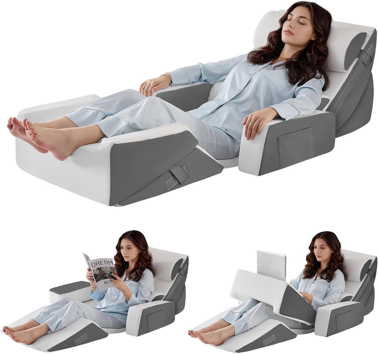 Yojoker Leg Elevation Pillows for Swelling, Memory Foam Wedge Pillow for Legs Blood Circulation, Leg Elevation Pillows for After Surgery, Knee Wedge Pillow for Sleeping Back Hip Ankles Relief