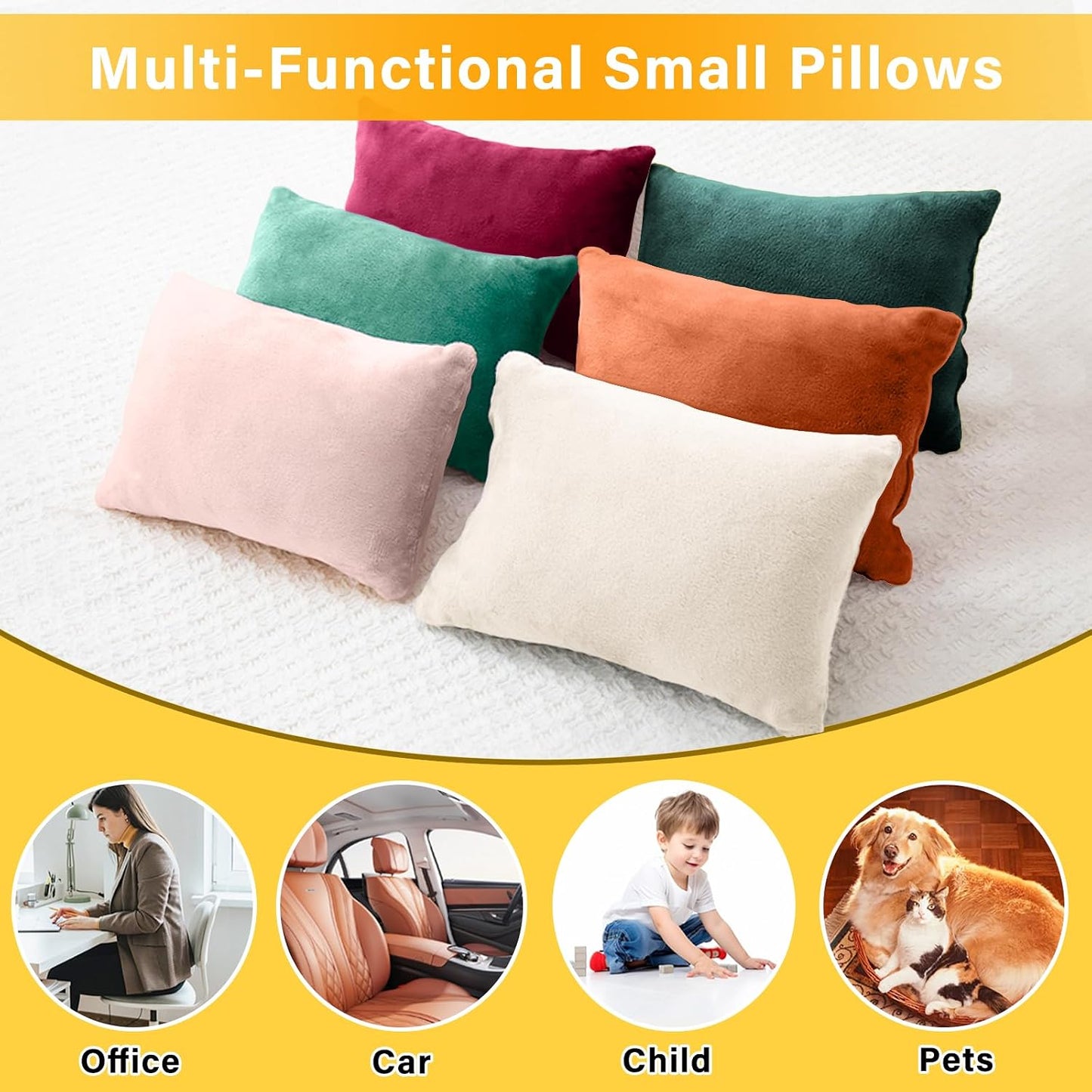 1 MIDDLE ONE 2 Pack Small Pillow, Memory Foam Mini Pillow 11 X 7 Inches for Travel, Sleeping, Nap and Neck, Knee, Lumbar Support, Tiny Cushion for Pet, Dogs (Grey)