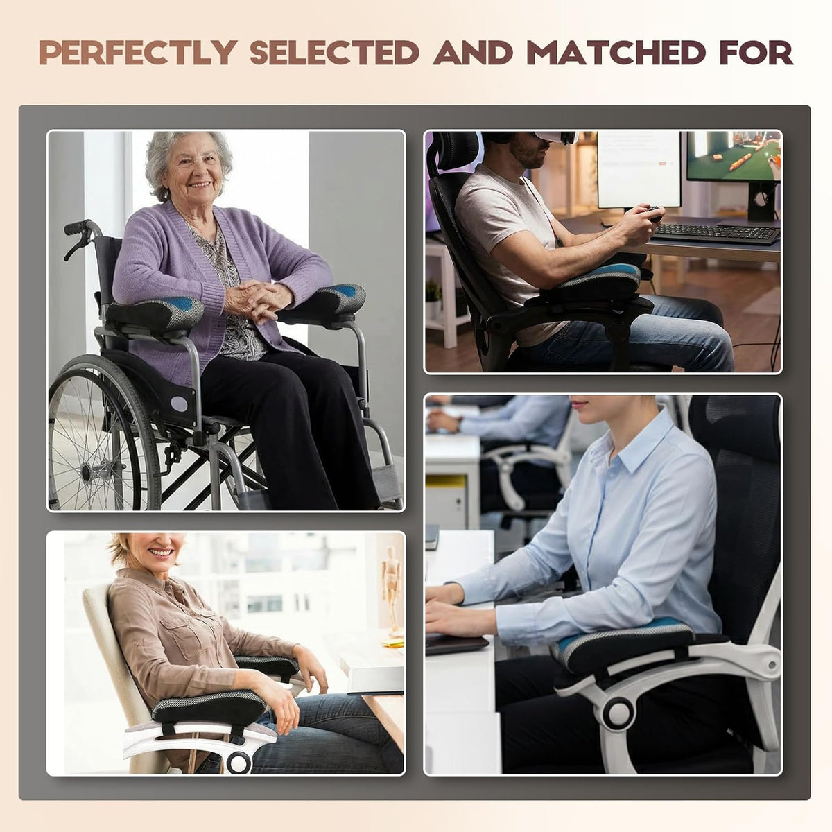 Chair Arm Pads for Office, Wheelchair and Gaming