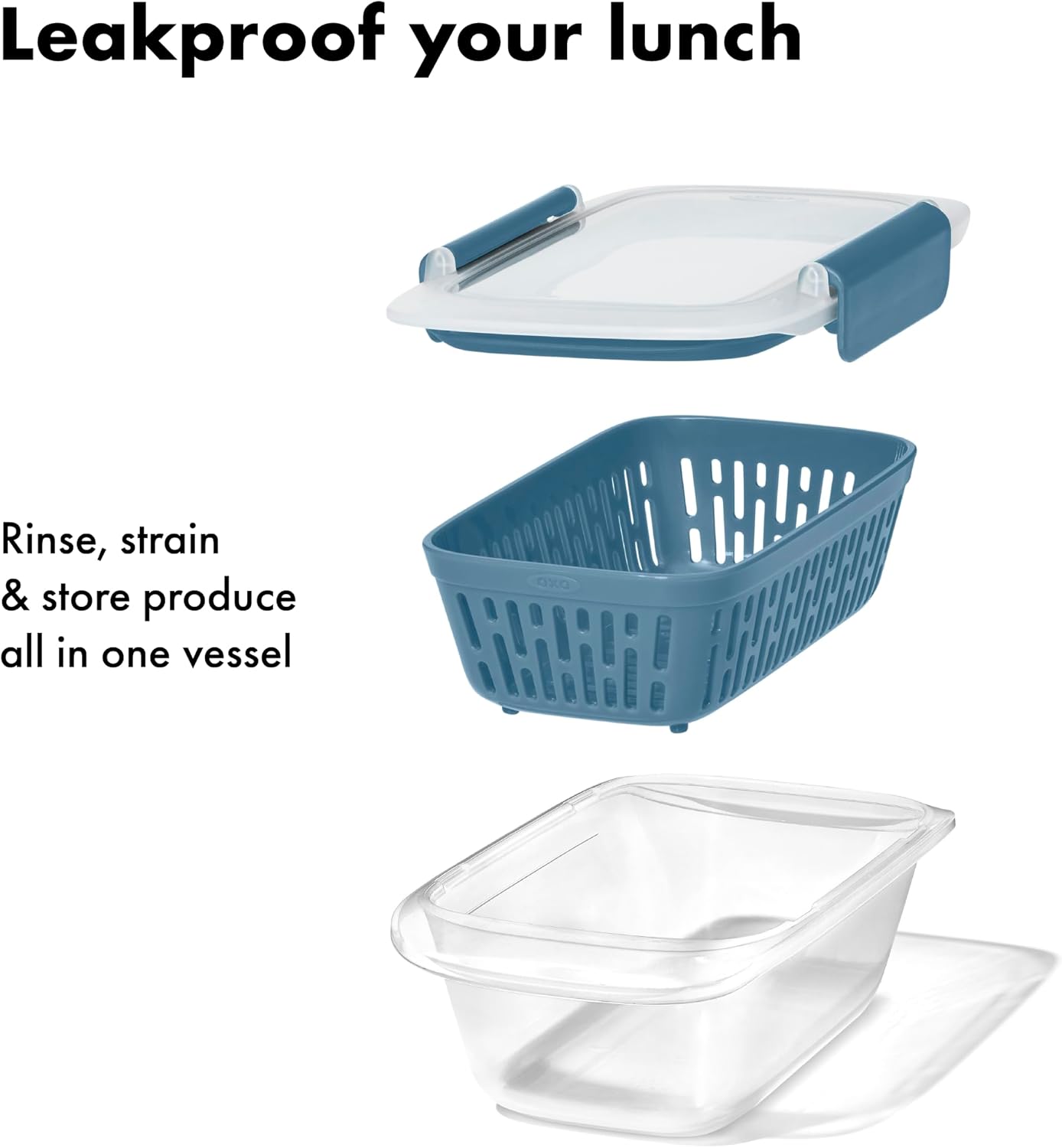 OXO Good Grips Prep and Go Container With Colander - Ocean Blue