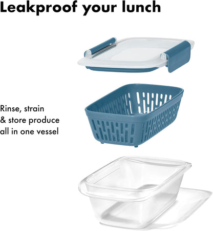 OXO Good Grips Prep and Go Container With Colander - Ocean Blue