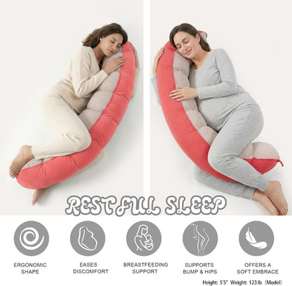 Peallow(Pat. Pend) – Long Round Body Pillow for Adults, Bolster Pillow for Sleeping, Soft and Supportive Pillow for Sleeping & Lumbar Support (Green-White, 29.5")