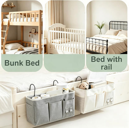 greenbar Bedside Caddy Hanging Organizer for Dorm Bed Rails | Bedside Caddy Wall Bag, Fits Dorm and Bunk Beds, Multiple Pockets for Phone, Books, Glasses, Easy Hanging