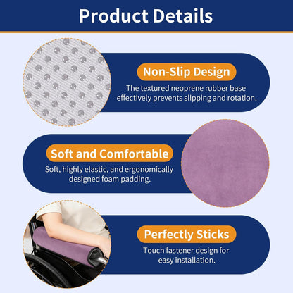 Wheelchair Armrest Covers (Pair)-Memory Foam Wheelchair armrest Pads Wicking Washable Non Slip Arm Rest Cover Cushion Pad for wheelchairs Office Chairs armchairs (Blue-Gray)