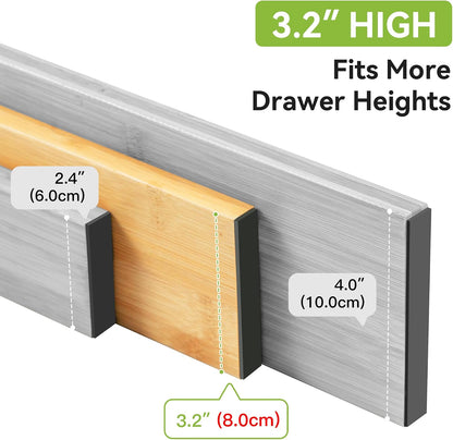 Utoplike 4 Pcs Bamboo Kitchen Drawer Dividers, Large Drawers Organizers | Adjustable Spring Loaded Expandable Organization, Works in Dresser, Bathroom, Bedroom, Office, Fit 17.8"-20.6" Drawer, 2.4"H