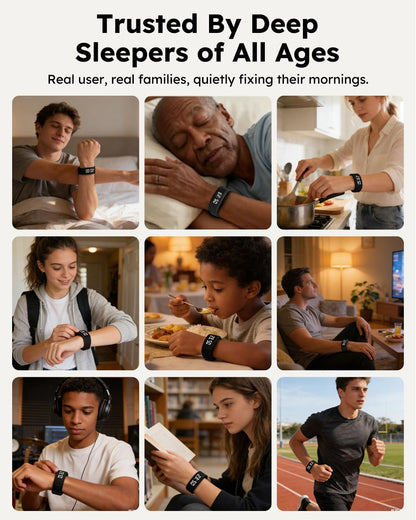 Vibrating Alarm Clock Watch for Heavy Sleepers, Silent Wake Up Bracelet & Smart Wristband, Wearable Vibration Wrist Alarm, Non-Audible Sleep Wristband for Men & Women