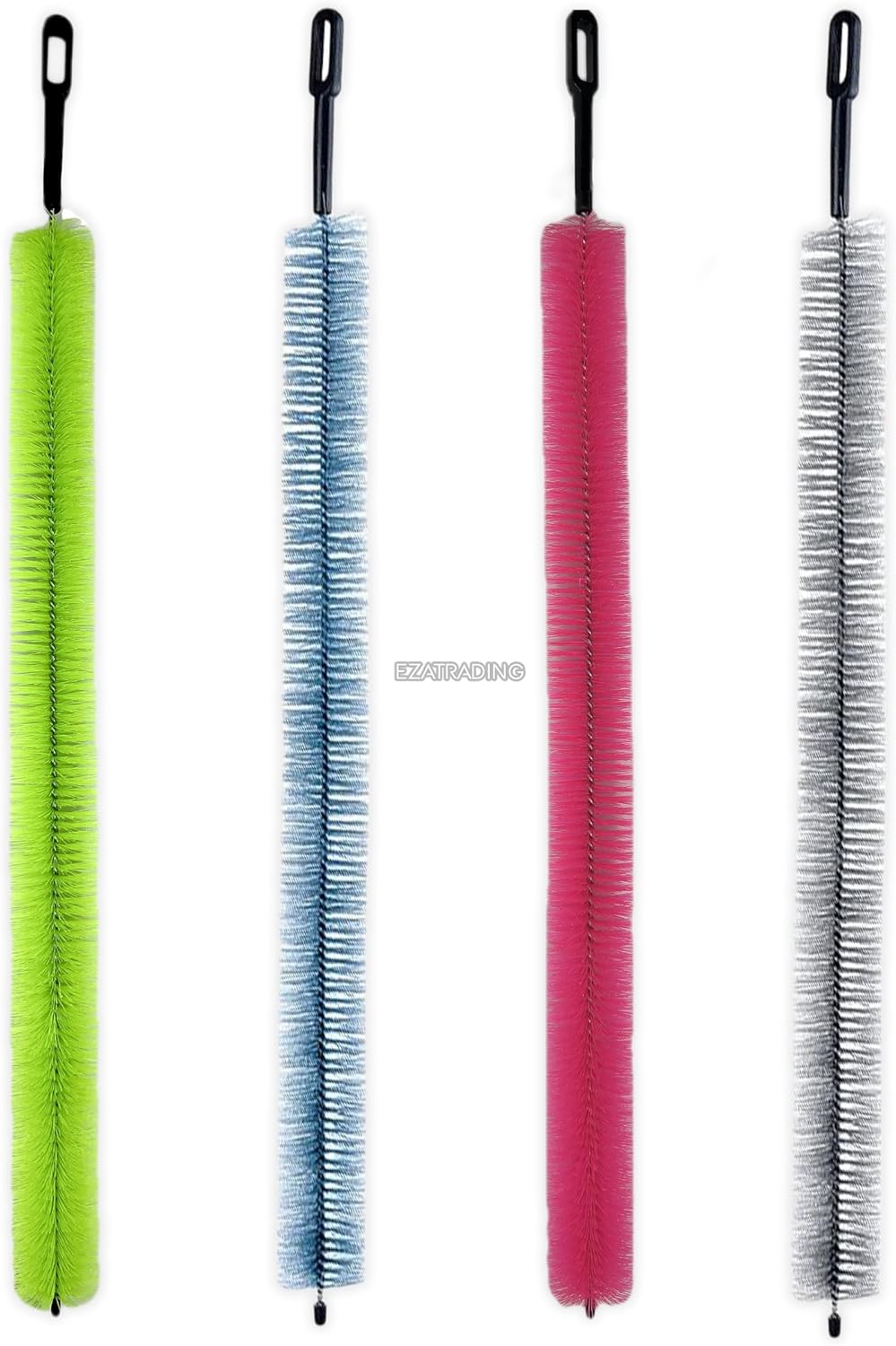 Bristle and Flexible Brush 27 Inch for Clothes Dryer Lint Vent Trap Cleaning, Refrigerator Coil, Drain Pipes and Radiators Cleaning (Plastic Handle - 4 Pack)