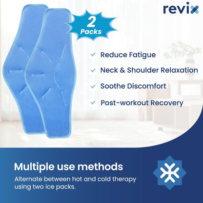 REVIX Neck Ice Pack Wrap – Reusable Hot Cold Gel Pack for Neck and Shoulder, Large Flexible Design with Soft Plush Lining, Cervical Gel Ice Wrap Ideal for Post-Workout Recovery, Fatigue & Relaxation