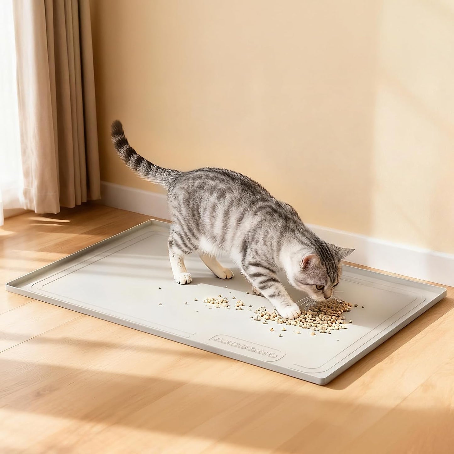 Under Sink Mat 22" X 19", Waterproof Silicone Cabinet Kitchen Liner, Gray | BPA-Free Raised-Edge Cabinet Protector & Leak Tray for Bathroom Cabinets, Boots, Pet Feeding Dog & Cat Mats, Dishwasher Safe