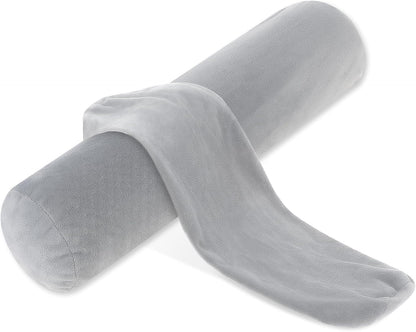 Prasacco 2 Pack Neck Roll Pillowcases, 17x4 Inch Cylindrical Pillowcases with Zipper for Home Decor (Grey)