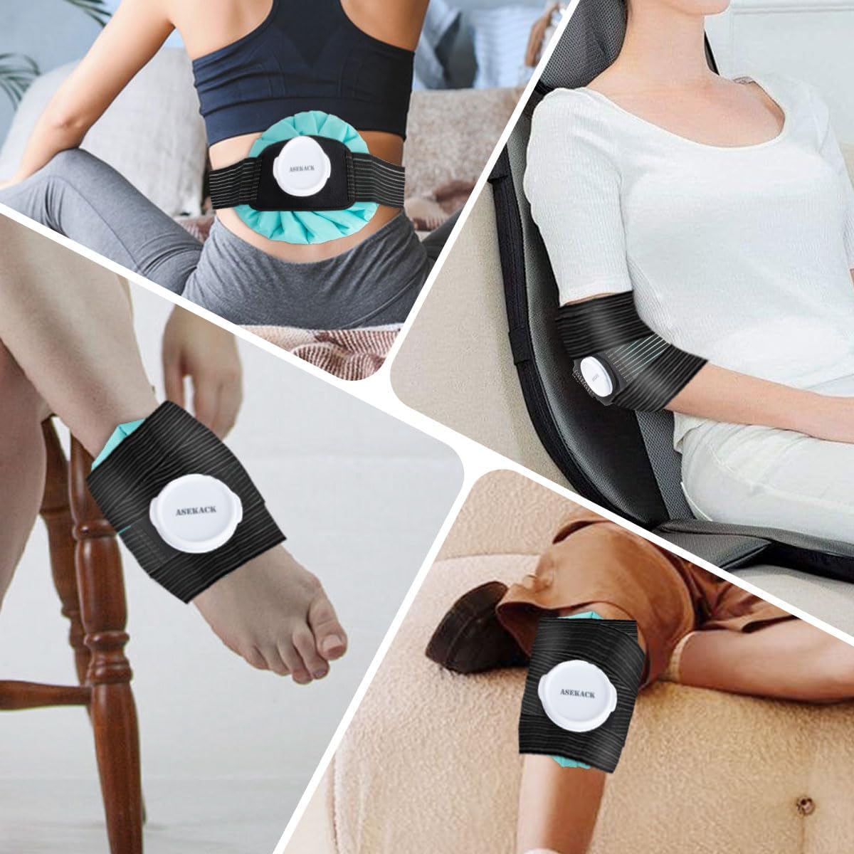 Ice Pack Strap, Extended Version Adjustable Support Wrap, Ice Pack Wrap Band, Ice Bag Strap, Multipurpose Elastic Hook and Loop Extension Strap, 42 inches