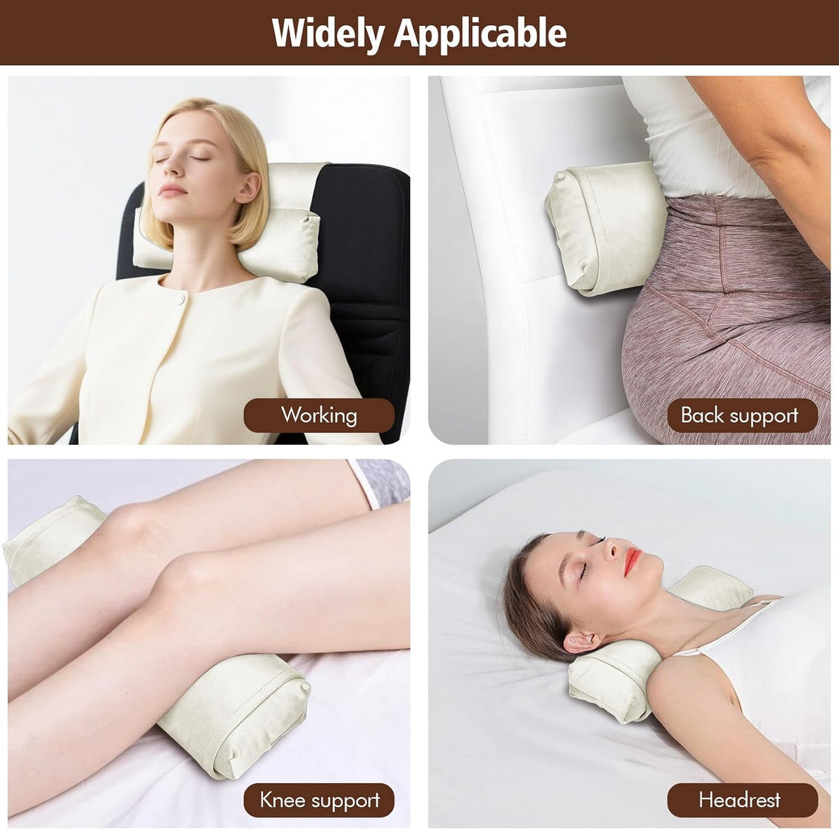 WdFour Velvet Neck & Head Pillow for Recliner Chair, Small Ergonomic Cervical Support Pillow for Home, Office and Travel, Non-Slip Cushion for Tension Relief & Shoulder Comfort (Chocolate)
