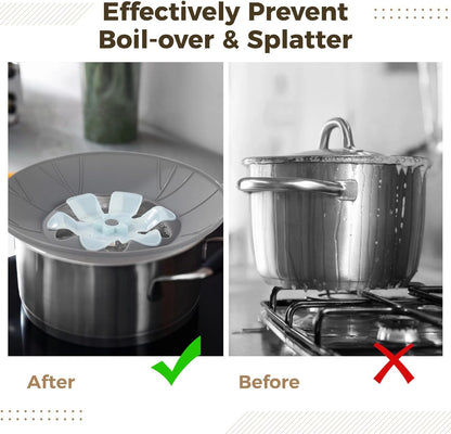 3 Pcs Silicone Spill Stopper Lids, 3 Sizes Splatter Covers, Reusable Lids with Flower Vent, Universal Pot Covers, Boil-Over Protectors, Safe for Microwave, Oven, Stovetop, Dishwasher