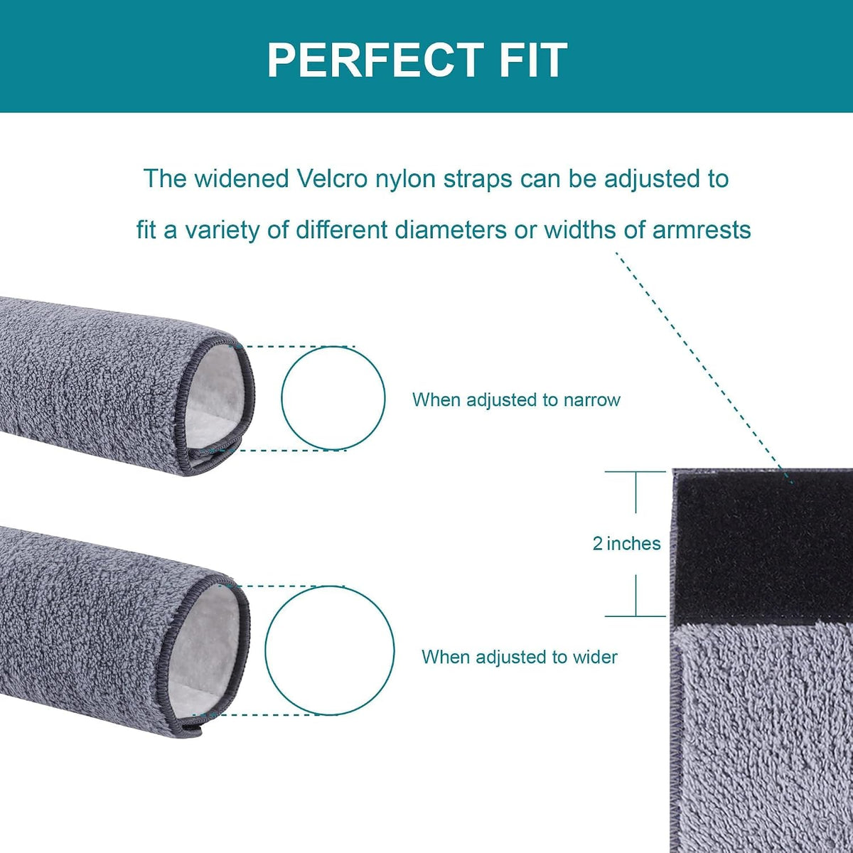 Small Office Chair Arm Covers Protectors, 2-Pack Chair Arm Pads with Straps