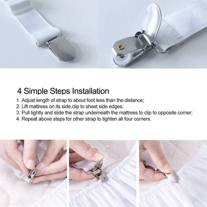 Bed Sheet Holder Straps - Sheet Straps Adjustable Bed Sheet Clips Fasteners Keep Sheets Stays in Place,2Pcs/Set Black