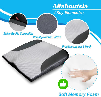 Allaboutsla Car Seat Cushion with Lumbar Support Pillow, Car Back Support | L-Shaped Ergonomic Memory Foam Seat Cushion, Car Seat Cushions for Driving, Driver Cushion and Back Support for Car, B&G