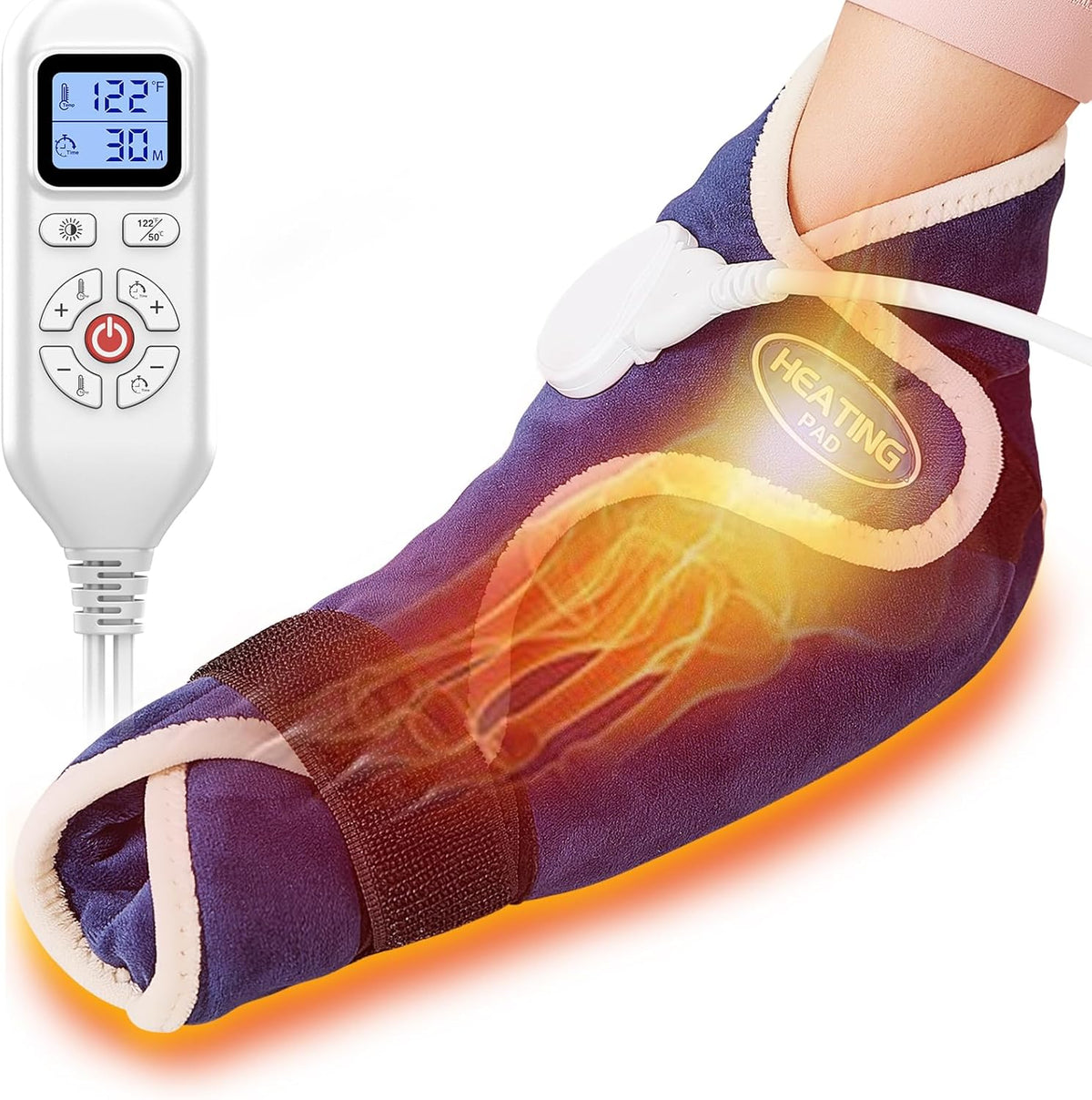 CAMECO 1 Pack Foot Ankle Heating Pad for Neuropathy Pain Relief, 86℉-158℉ Electric Heated Foot Warmer for Achilles Tendinitis & Plantar Fasciitis, Under Desk Heat Therapy Wrap Booties for Women Men