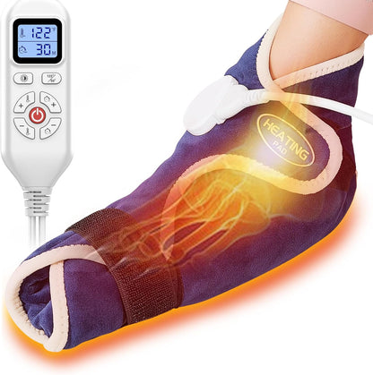 CAMECO 1 Pack Foot Ankle Heating Pad for Neuropathy Pain Relief, 86℉-158℉ Electric Heated Foot Warmer for Achilles Tendinitis & Plantar Fasciitis, Under Desk Heat Therapy Wrap Booties for Women Men
