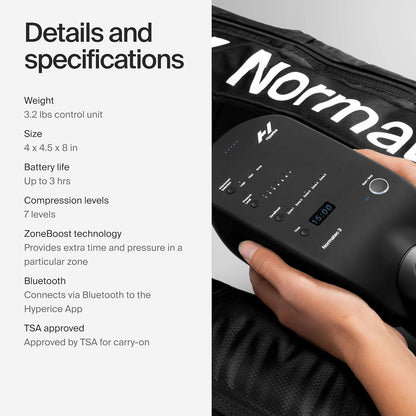 Hyperice Normatec 3 Legs Compression Boots Full Leg Recovery Size Standard | Relieve Muscle Aches Pain | Reduce Tension Swelling | 7 levels | Increase Circulation | ZoneBoost | FSA-HSA Eligible | TSA