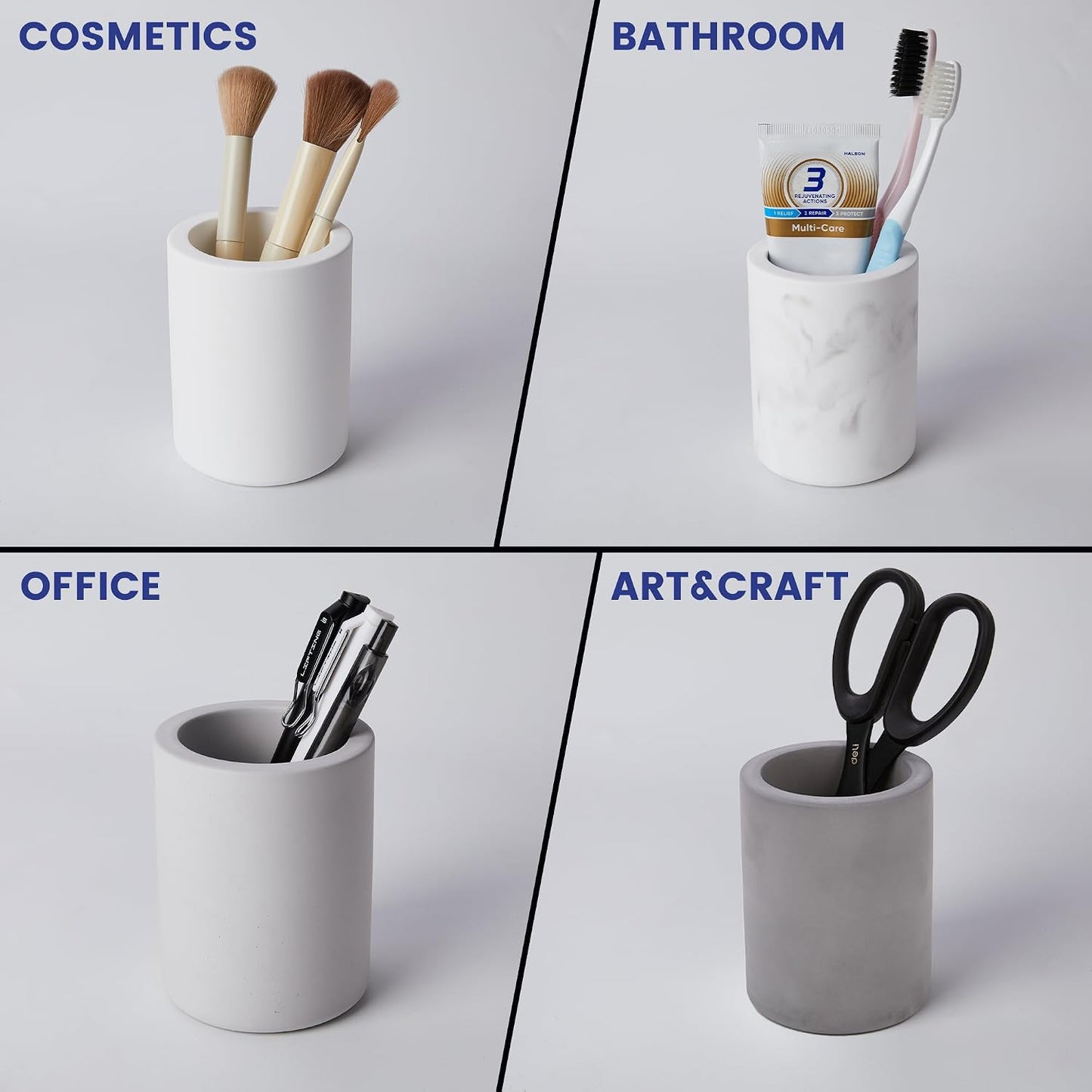 Drying Stone Toothbrush Holder, Diatomite Toothbrush Holders for Bathroom Counter, Quick Drying Electric Toothbrush and Toothpaste Holder Bathroom Organizer, Marble White