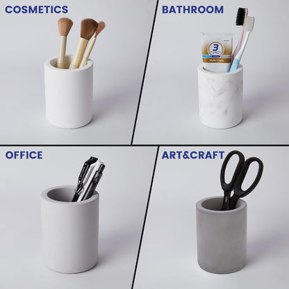 Drying Stone Toothbrush Holder, Diatomite Toothbrush Holders for Bathroom Counter, Quick Drying Electric Toothbrush and Toothpaste Holder Bathroom Organizer, Marble White