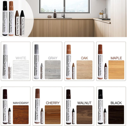 SEISSO Furniture Repair Kit - Set of 42 - Wood Repair Kit Wood Fillers, Furniture Scratch Repair Markers and Wax Sticks with Scraper, Brushes, for Scratches, Stains, Wood Floor, Laminate, Cabinet