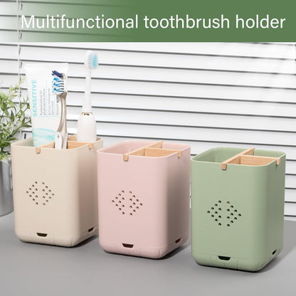 Toothbrush Holders for Bathrooms, Electric Toothbrush Holder, White | Toothbrush and Toothpaste Organizer for Bathroom Countertop, 3 Slot Vanity Storage
