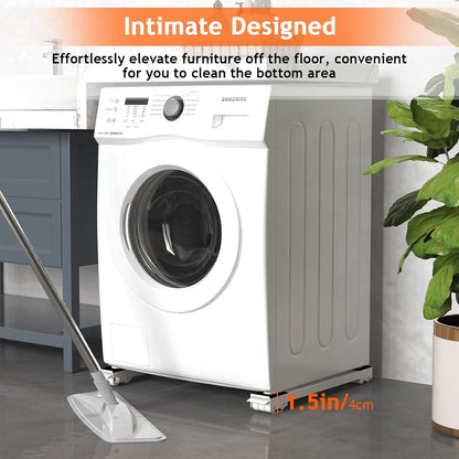 Ronlap Furniture Washing Machine Dolly Extendable Appliance Rollers, White | Heavy duty stand wheels for washing machine, refrigerator. Low profile mover dolly for washer and dryer, fridge & appliances