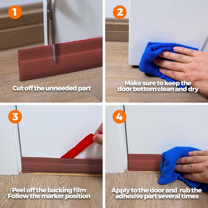 Holikme Door Draft Stopper 2-Pack, Under Door Seal for Bottom Gap Filler | Strong Adhesive Silicone Weather Stripping Garage Window Blocker Cold Air & Noise, Easy Install Door Sweep Strip Save Energy