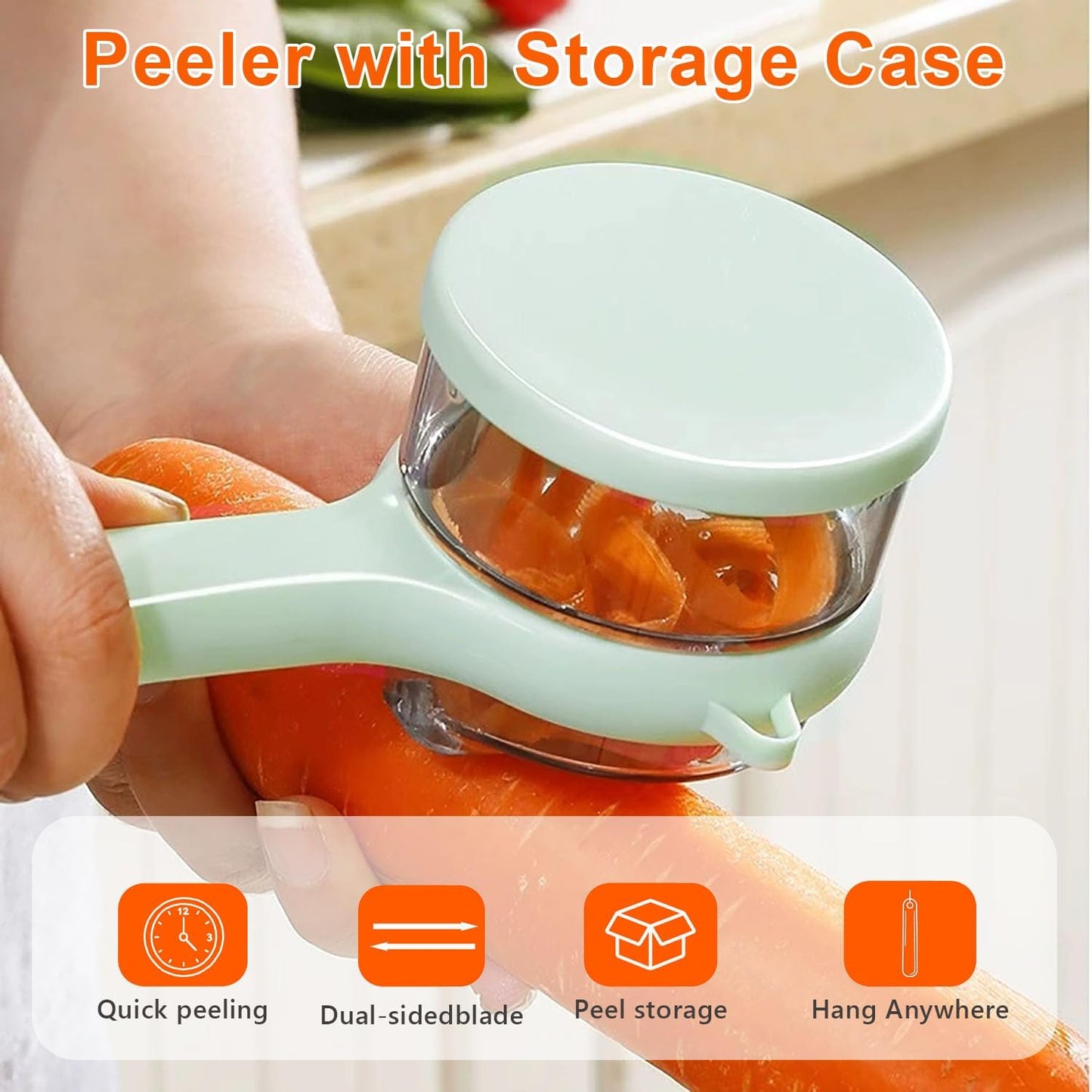 2PCS New Upgrade Fruit & Vegetable Kitchen Peeler with Storage Box -Safe and Efficient Double-Sided Sharp Stainless Steel Blade,Easy to Clean Peeler with Box Storage,Mess-Free Vegetable & Fruit Prep