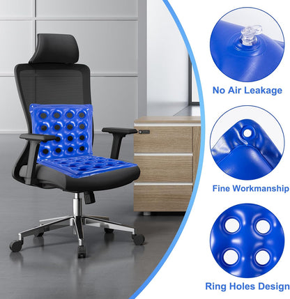 2-Pack Inflatable Waffle Cushion for Pressure Relief, Wheelchair Cushion for Pressure Redistribution, Portable Air Seat Cushions for Office Chair Car Seat, Breathable Seat Pad, Includes 1 Air Pumps