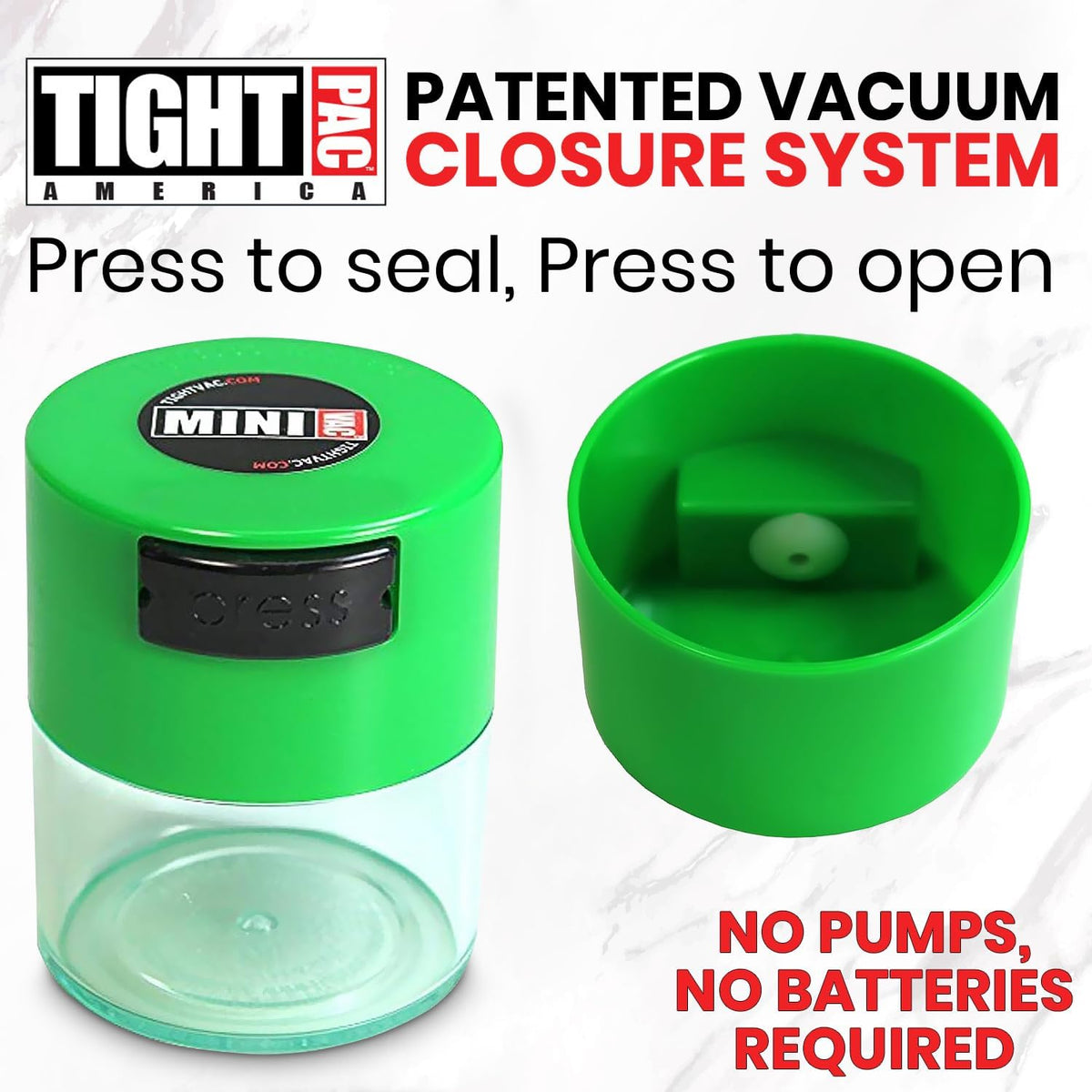 Minivac - 10g to 30 grams Airtight Multi-Use Vacuum Seal Portable Storage Container for Dry Goods, Food, and Herbs - Green Clear
