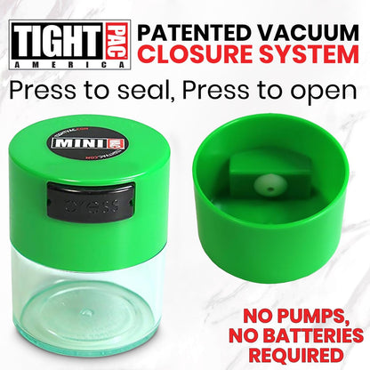 Minivac - 10g to 30 grams Airtight Multi-Use Vacuum Seal Portable Storage Container for Dry Goods, Food, and Herbs - Green Clear