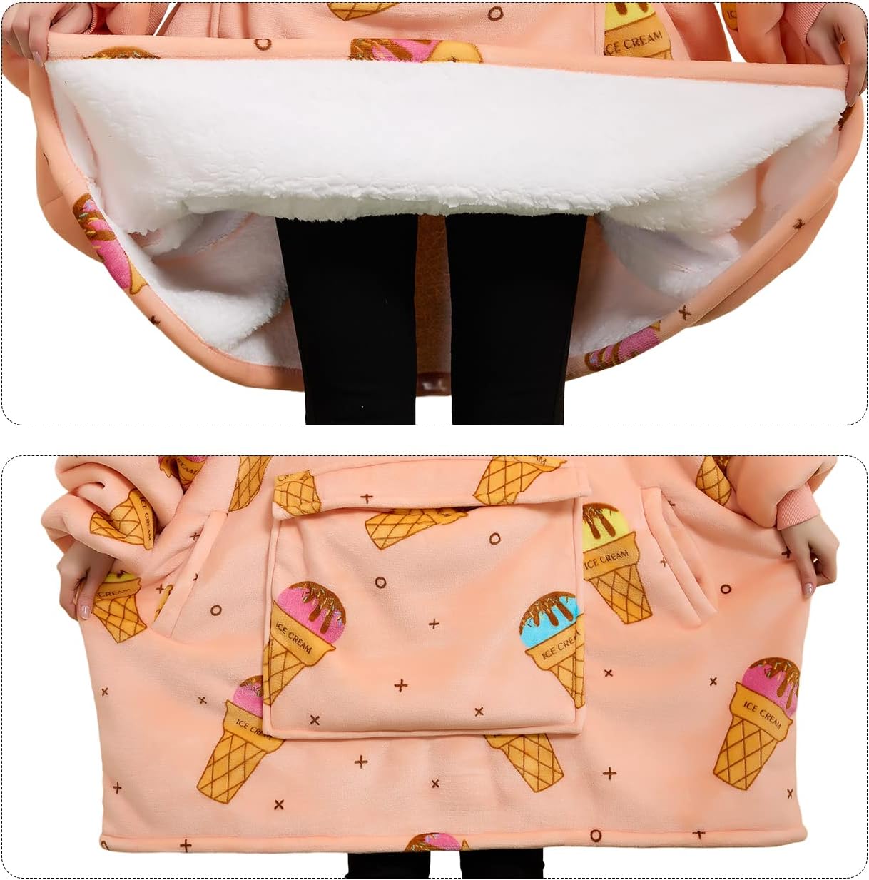 Wearable Blanket Hoodie for Adults With Pocket Strawberry Hoodie | Sherpa, Fuzzy Blanket Hoodie, Oversized Sweatshirt Blanket, Kangaroo Pouch, Cute Birthday Gifts for Sister, Cute Stuff