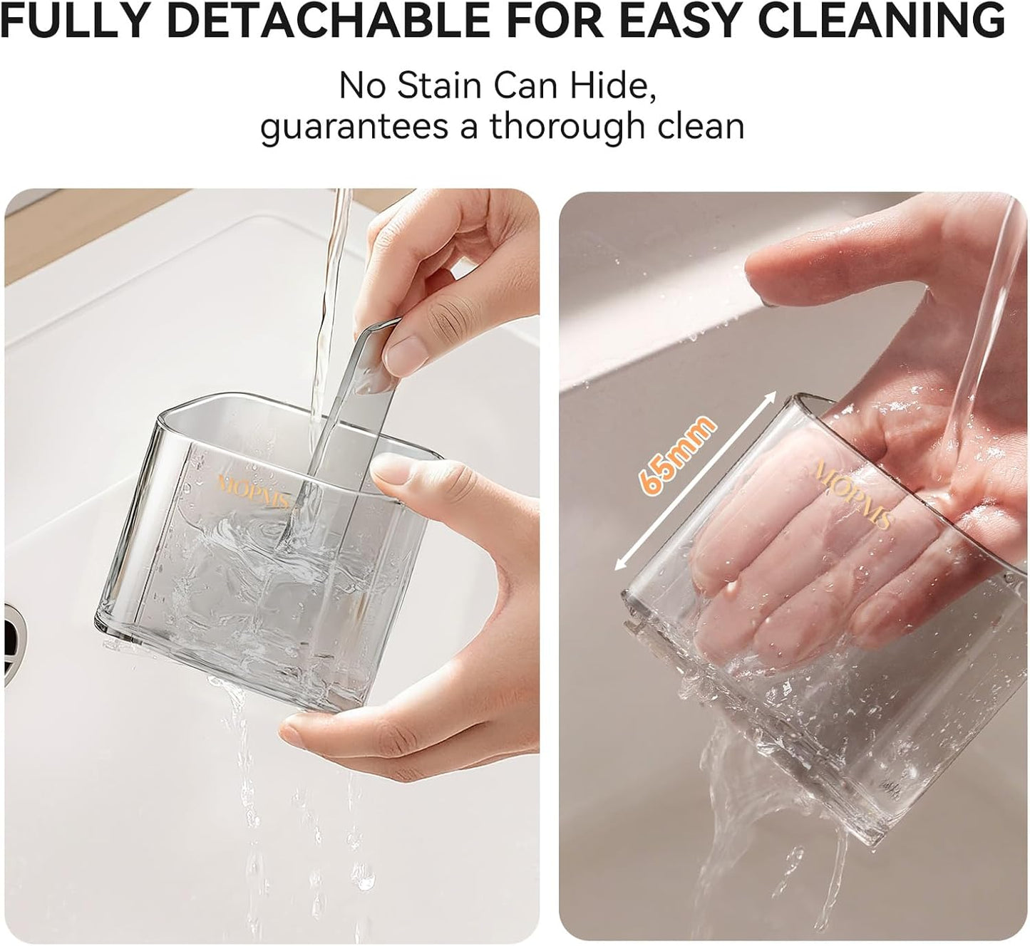 MOPMS Toothbrush Holders with Drainage for Bathrooms Countertop Organizer | 2 Slots Electric Toothbrush Holder Wall-Mount with Divider for Easy Clean, Tooth Brush and Toothpaste Holder for Bathroom