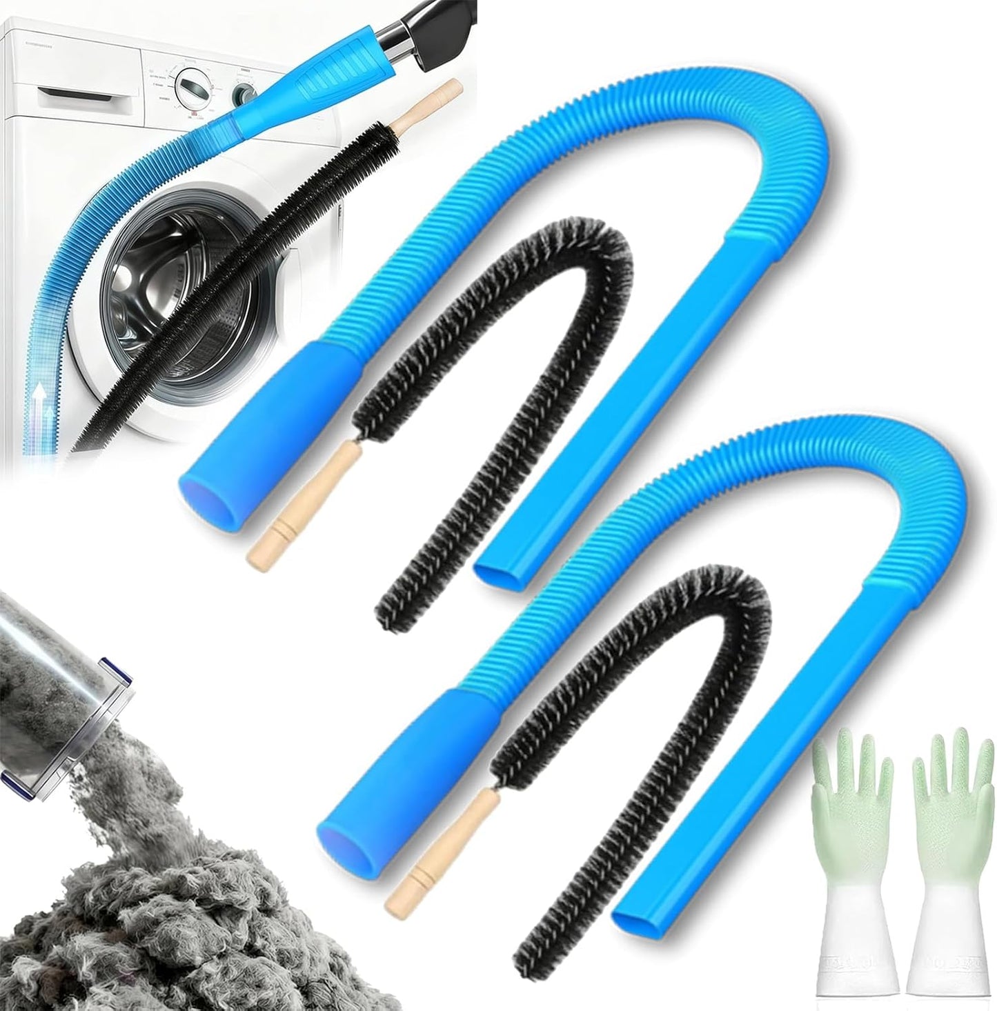 2026 Upgraded Dryer Lint Vac Attachment Compatible with All Vacuum Cleaner, Universal Dryer Vent Cleaner Kit, Dryer Vacuum Hose Attachment, Deep Cleaning Tools for Clogged Ducts & Lint Removal