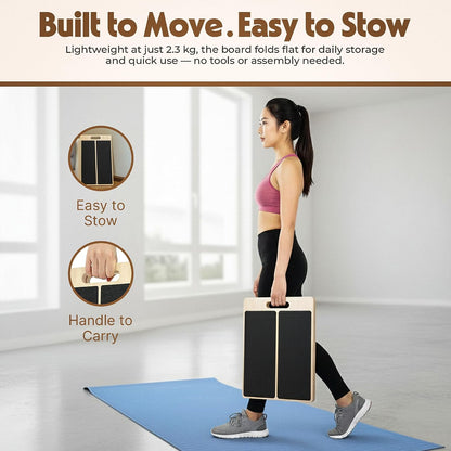 Wooden Slant Board for Calf Stretching, Adjustable Calf Stretcher Incline Wedge for Squats, Foot Ankle Heel Leg Stretch, Physical Therapy Balance Board, Portable with Carry Bag & Loop Band