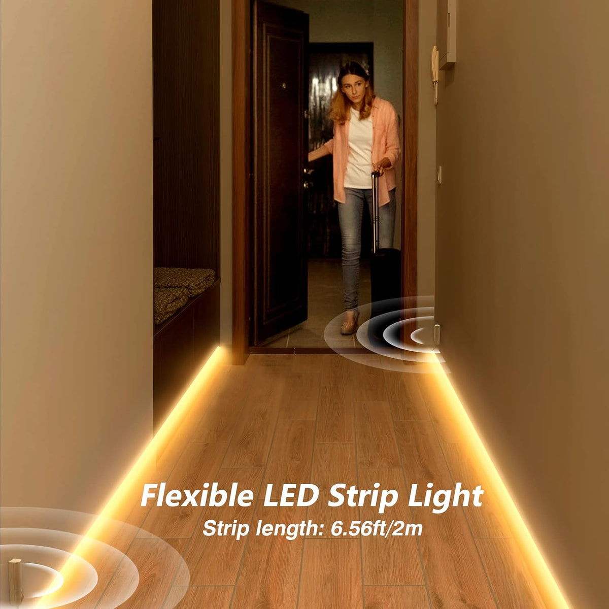 WOBANE Motion Sensor Stair Strip Lights,Rechargeable LED Closet Light,White