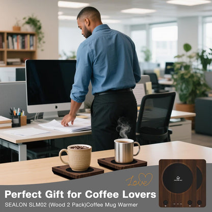 SEALON SLM03 Electric Coffee Mug Warmer - 3-Temperature Desk Cup Warmer with Auto Shut-Off (4 Hours) for Heating Coffee, Tea, Milk & Beverages