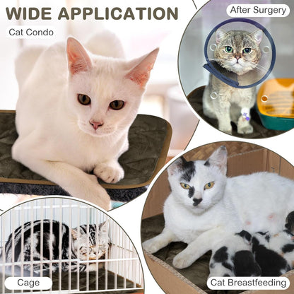 2 Pack Self Heating Cat Mat Self Warming Pet Pads Washable Kennel Mat Dog Crate Pad Reflects Body Heat Non Skid Cat Thermal Pads for Puppy Indoor Outdoor(Black,16 x 20 Inches)