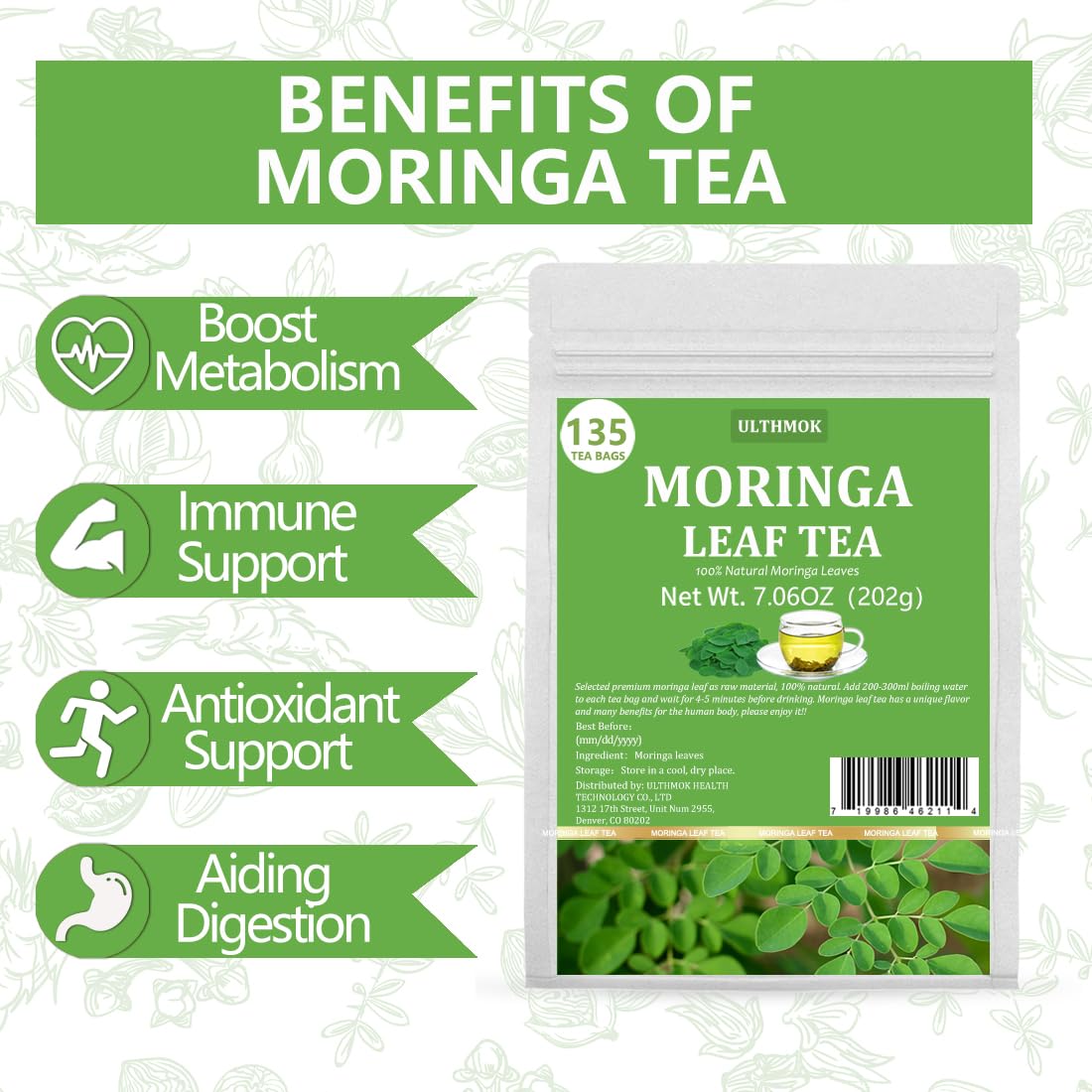 120 Premium Turmeric, Ginger, Cinnamon Blend Tea Bags, 100% Natural & No Additives & Caffeine Free.