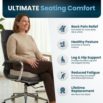 ComfiLife Premium Gel & Memory Foam Seat Cushion – Doctor Recommended Office Chair Cushion, Car Seat Cushion – Chair Cushions for Back & Sciatica Pain Relief – Seat Cushions for Office & Desk (Black)
