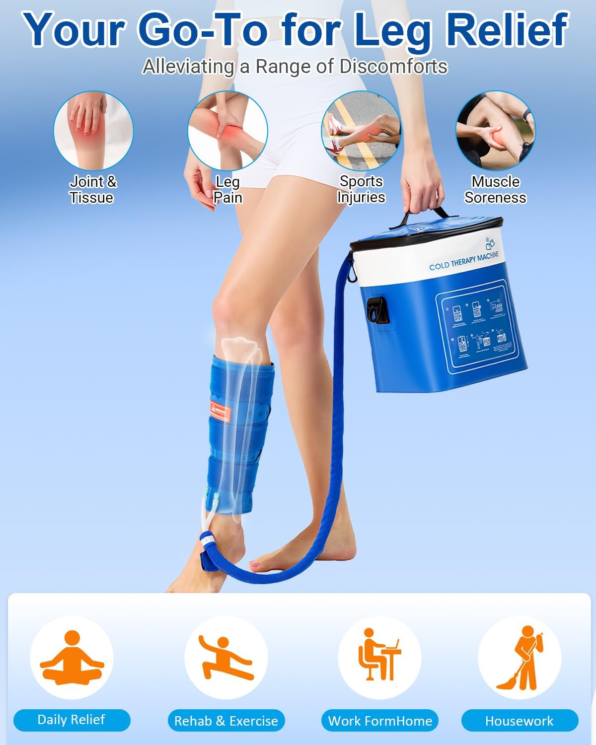 JOBYNA Leakproof Cold Therapy Knee Pad – Compatible Exclusively Ice Therapy Machine, Continuous Circulating Ice Knee Wrap for Post-Surgery Recovery, ACL, Meniscus Tear – No Gel Replacement Pad