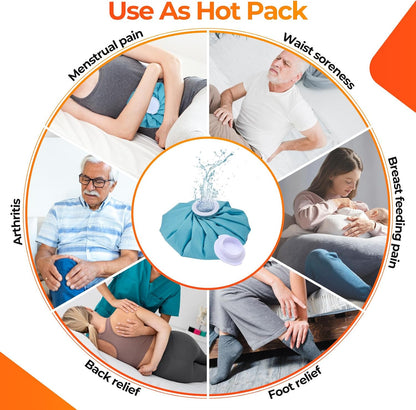 Ice Bags for Injuries Reusable: Ohuhu 3 Packs Ice Cold Packs with 2 Wrap Ice Bag Hot Water Hot & Cold Therapy Pain Relief for Knee Leg Injury No-Leak Waterproof Ice Bags 3 Sizes 6"/9"/11", Light Blue